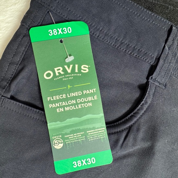 NWT Orvis Men's Fleece Lined Stretch Fabric Pants Black Size 38 x 30 - Picture 2 of 14